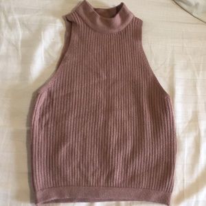kendall and kylie mauve ribbed high neck top